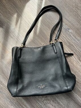 kate spade Black Pebbled Leather Double-Strap Shoulder Bag